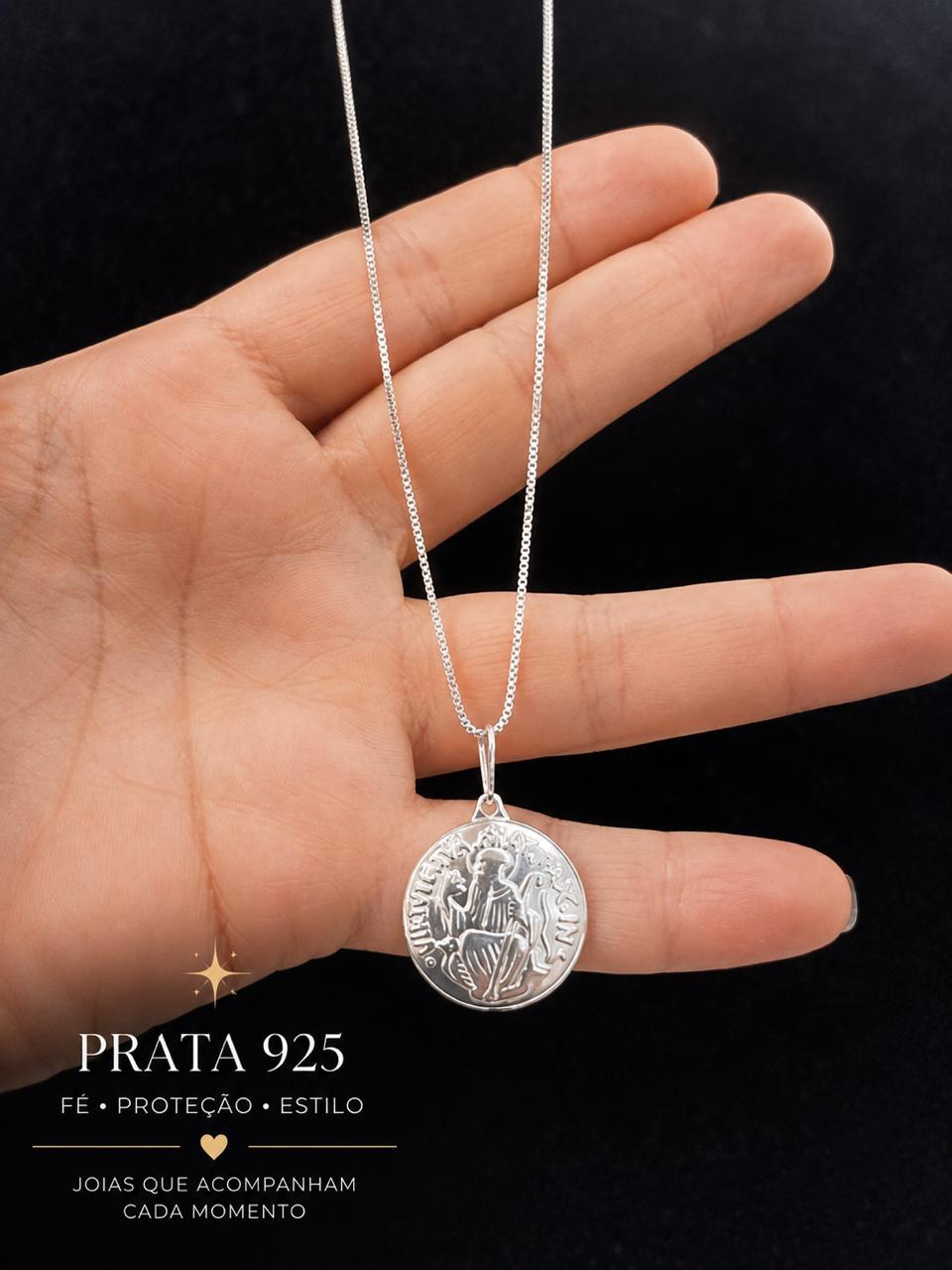 Colar Prata 925 Pingente Católico